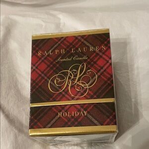 Ralph Lauren Red and Gold Plaid Candle